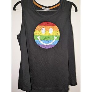 Sweet Soul Soft Jersey Rainbow Pride Graphic Tank Top Black L Fresh Cotton Modal